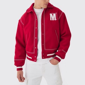 Classic Letterman <b>Varsity</b> <b>Jacket</b> Men <b>Women</b> Stand Collar <b>Bomber</b> <b>Jacket</b> Custom Front Logo Retro Baseball College Streetwear - Product Image 2