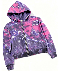 Survêtement avec fermeture éclair en sérigraphie graphique personnalisée Vêtements streetwear décontractés et lourds Fabrication de vêtements - Product Image 2