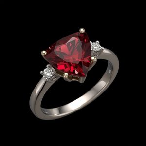 Bague de fiançailles plaquée rhodium en or massif 14K avec diamants latéraux bijoux de mariage modernes pour femmes - Product Image 1