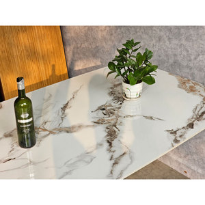 Mesa de Comedor Rectangular Moderna de 160x90cm con Tablero de Cerámica de Alta Calidad y Patas de Hierro, Ensamblada y Extensible BA68177 - Product Image 3