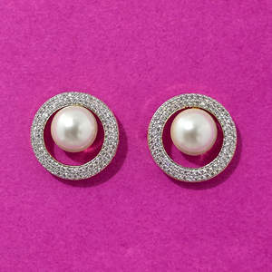Pendientes colgantes de moda hechos a mano con zirconia cúbica Tops 2 tonos chapado en rodio mayoristas directos en India - Product Image 1