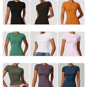 Camiseta Casual de Verano para Mujer, de Algodón y Elastano, Cuello Redondo, 280 GSM, Transpirable, Ecológica, con Logotipo Personalizado, Oferta, Holgada, con Costuras en Contraste - Product Image 4