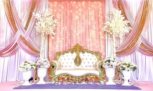 ซื้อชุดโซฟาสำหรับงานแต่งงานรอยัลหรูหราสีทองสีขาวที่นั่งโซฟาแต่งงานแบบดั้งเดิมชุดเก้าอี้โซฟาเวทีการแต่งงาน - Product Image 3