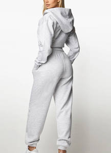 Haute qualité Logo personnalisé femmes 100% coton survêtement hauts pleine fermeture éclair Anti-rides respirant sweats à capuche col à capuche - Product Image 6