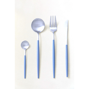 Fournitures de gros indiennes résistantes couverts de luxe en acier inoxydable plaqué or avec manche en résine bleu ciel ensemble de couverts de cuisine - Product Image 6