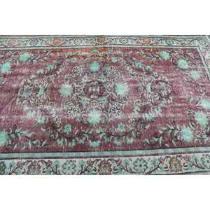 Turkish Large Rug 5.4x8.3 ft, <b>Red</b> Green Camouflage Rug <b>Wool</b> - Product Image 5