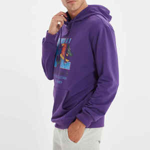 Vente chaude personnalisé à manches longues hiver hommes pull à capuche 100% coton polaire sérigraphie - Product Image 4