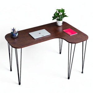 Escritorio Esquinero en Forma de L de 120x80cm, Plegable, con Cajón de Almacenamiento, Patas de Hierro con Diseño de Horquilla, de Madera de Caucho, para Juegos y Hoteles - CD68023 - Product Image 1