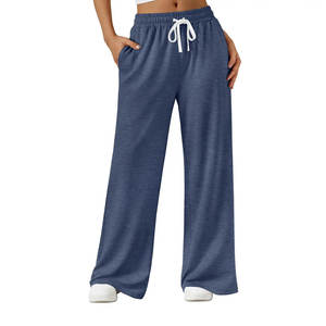 Pantalon de jogging ample pour femme, 100% coton, molleton martial, taille mi-haute, respirant, couleur unie, style streetwear, pour jogging en plein air - Product Image 4