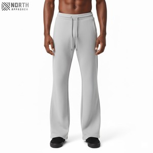 High Quality Custom Logo Solid Color Blank Casual Breathable Street Wear Cotton Wholesale <b>Waistband</b> Low Rise Flare Sweat Pants - Product Image 5