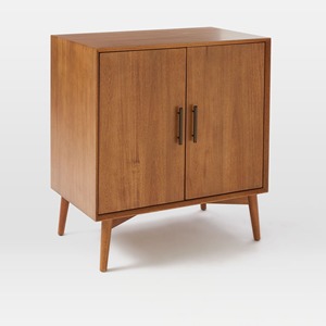 Mobile Bar in MDF Stile Mid-Century <span class=keywords><strong>con</strong></span> Due Ante, Portabottiglie, Ripiani Regolabili e Cerniere <span class=keywords><strong>con</strong></span> Chiusura Ammortizzata, Arredo Contenitore per Sala da Pranzo - Product Image 4