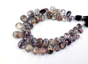 Cuentas naturales en forma de pera facetadas de rutilo Super Seven Amethyst, cuentas de piedra cortadas a mano - Product Image 4