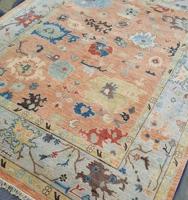 Bester handgefertigter Neuseeland-Woll-Oushak-Teppich, maßgefertigtes traditionelles Design, handgeknüpft, niedriger Flor, Latex-Rückseite, ideal für den Heimboden