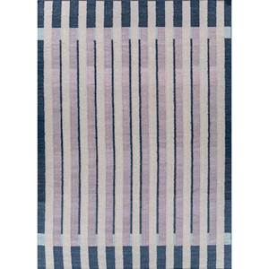 Checkers Grey & Black Flat Weaves Wool Kilim <b>Rugs</b> Handmade Striped Rectangle for Bedroom and Living Room ADWL-13138 for Teens - Product Image 1