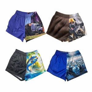OEM customised Full Sublimation <b>Zip</b> <b>Pockets</b> Breathable Hunting and Footy <b>Shorts</b> Men's Rugby <b>Shorts</b> with Custom Logo Breathable - Product Image 3