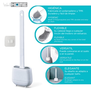 3x Brosse de toilette et porte-brosse, brosse de toilette et porte-brosse, silicone, TPR et caoutchouc thermoplastique, blanc - Product Image 3