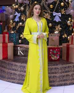 2025 nouveauté élégant traditionnel musulman jaune citron vert robes marocaines décontracté respirant vêtements pour les femmes arabes - Product Image 5