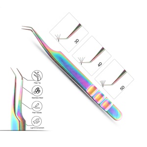 Pinces à épiler à pointe en fibre pour cils individuels classiques et volume, pinces à cils en acier inoxydable 12 cm, légères et faites à la main - Product Image 1