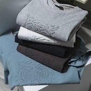 Premium quality Custom 3D Embossed Oversized T-Shirts Breathable Drop Shoulder Streetwear Organic Cotton custom unisex T-shirt - Product Image 5