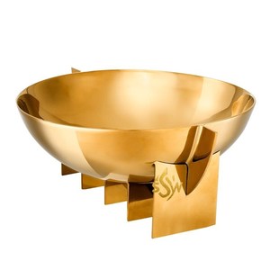 Bol à fruits en acier inoxydable de grande taille avec support en métal Plateau de table à dessert de forme ronde de meilleur design Style japonais décoratif - Product Image 3