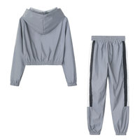 Ensemble sweat à capuche et pantalon de survêtement coréen d'hiver personnalisé de qualité supérieure pour femme, 100 % coton