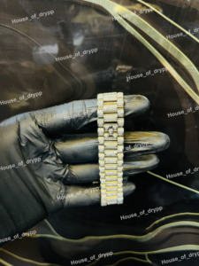 Reloj de Acero Inoxidable Automático con Esfera Azul y Diamantes Moissanite, Estilo Hip Hop para Hombre - Product Image 3