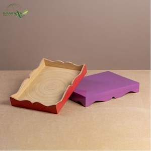 Plateau en bambou artisanal, écologique, durable, finition laquée, sans danger pour les aliments, équilibre ludique entre l'artisanat et la couleur - Product Image 3