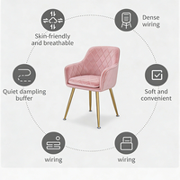 Chaise de salle à manger en velours OEM avec dossier en tissu, assise rembourrée douce, pieds en métal, chaise de dîner moderne pour restaurant, salon, cuisine