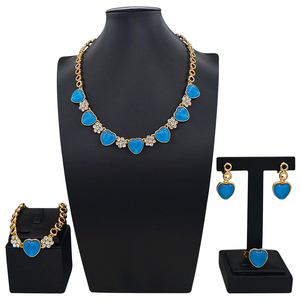 Juego de Joyería Zhuerrui de 4 Piezas con Baño de Oro, Esmalte Naranja, Corazón y Diamantes de Imitación, Collar para Mujer, Uso Diario y Fiestas, HJ2500114 - Product Image 5