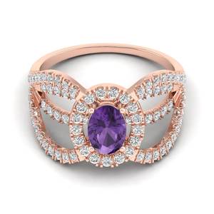 Bague de fiançailles REYES Sparkle en argent sterling 925 avec pierre précieuse améthyste naturelle certifiée GRA, moissanite VVS pour femmes - Product Image 5