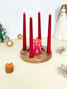 Bougeoir en bois à six colonnes, idéal pour la décoration intérieure, centre de table et éclairage festif, fabriqué à la main en Inde - Product Image 6