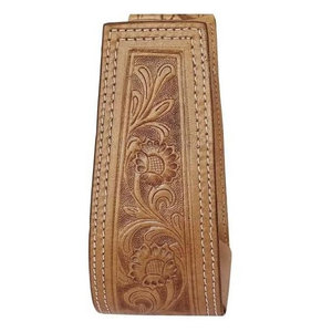 Étriers de selle de cheval Western de qualité supérieure 5 "de large Floral usiné Tan cuir recouvert d'étriers d'équitation robustes Sentier équestre - Product Image 3
