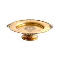 Plateau de Puja en laiton sculpté de 12 pouces avec motifs floraux, pour la maison et le temple, idéal pour les cérémonies de Puja et Aarti, cadeau doré pour la cérémonie de Puja