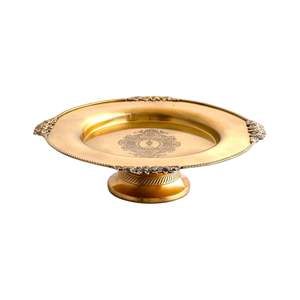 Plato de Puja de Latón Tallado con Flores de 12 Pulgadas, Plato de Aarti para el Hogar o Templo, Regalos para la Ceremonia de Puja, Dorado - Product Image 3