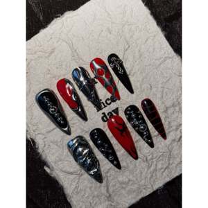 Uñas Postizas con Diseño Gótico de Llamas, Adhesivos Decorativos para Uñas con Acentos de Fuego, para Esmalte de Uñas - Product Image 1