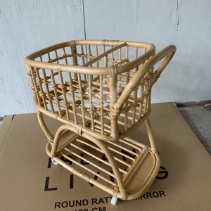 Poussette de bébé en rotin naturel 100% fabriquée à la main en usine professionnelle de style écologique et moderne pour les enfants - Product Image 3