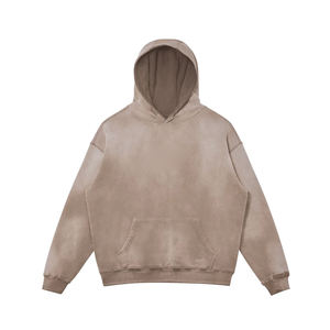 Vente flash Nouveauté Sweat à capuche en molleton 100% coton pour homme Solide délavé au soleil Brodé Respirant Sweat à capuche d'hiver avec poche - Product Image 1