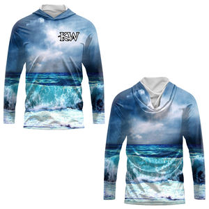 Custom Logo Fishing Hoodie Jersey <b>Performance</b> Wear Quick Dry Polyester Long Sleeve UV Sun <b>Protect</b> UPF 50 Fishing Shirts - Product Image 6