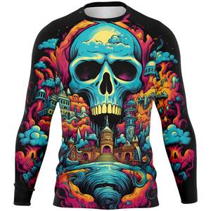 Camisa de compresión impresa personalizada de manga larga Surf natación rash guard OEM spandex material sublimación Rash Guard para hombres - Product Image 1