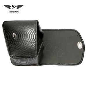 Sacs de selle en cuir pour Harley Street FLS Softail Dyna BMW Cafe Racer Moto Pièces universelles Bras Oscillant Côté Serpent Noir - Product Image 4