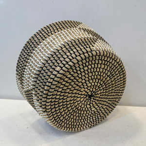 Panier rond de luxe en jonc de mer avec corde en PP, écologique, multifonctionnel, pour rangement, Doanket DKS20 - Product Image 3