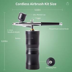 Aérographe professionnel pour sourcils et ongles, portable, alimenté par batterie, double action, sans fil, pour nail art - Product Image 5