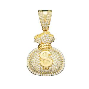 Pendentif ovale de luxe en moissanite plaqué or, style 'Back in Me Tone' ESP, avec incrustations de pierres, design chrétien affirmé et attrayant - Product Image 5