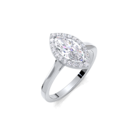 Bague de fiançailles et de mariage en diamant de laboratoire certifié IGI, taille marquise, 1 carat, avec halo, en argent sterling 925 massif