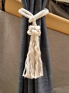 Cortinas de corbata rústica Amistad y amor Nudo Náutico Cuerda de algodón natural Cortina Tie Back - Product Image 2