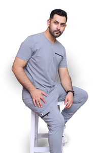 เครื่องแบบพยาบาลคอวีแขนยาวปักลาย2ชิ้นเครื่องแบบพนักงานโรงพยาบาล - Product Image 5