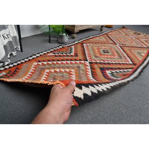 Tapis en laine turque vintage 3.4 X 10.9ft motif patchwork tissage plat pour décor de salon ou couloir avec support en latex - Product Image 3