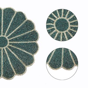 แผ่นรองจานงานปักมือลูกปัดทรงกลมสไตล์วินเทจ เป็นมิตรกับสิ่งแวดล้อม สำหรับงานแต่งงาน งานเลี้ยง โรงแรม - Product Image 4