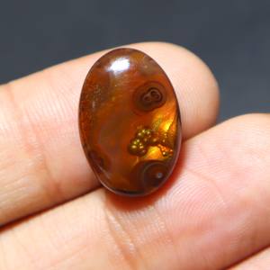 Cabochon d'agate de feu mexicaine 14 carats naturel 19x13x6mm pierre précieuse ovale pour la fabrication de bijoux - Product Image 2