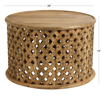 Table basse en bois massif sculpté, design moderne, fait main, durable, hauteur réglable, montage facile, pour salon
